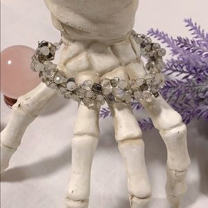 Labradorite & Moonstone Woven Wire Silver Bracelet